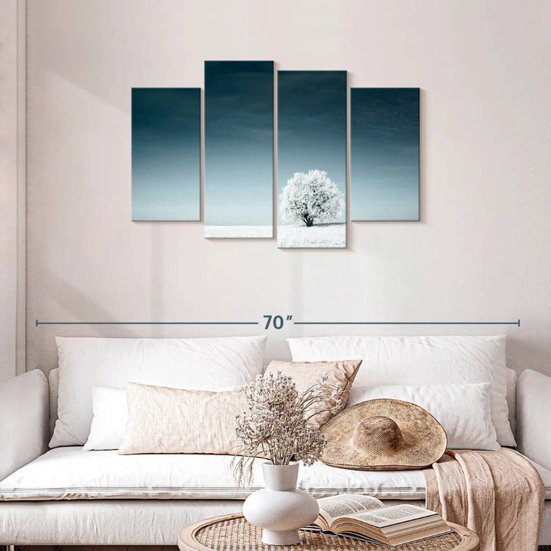 Arbre solitaire en hiver, H 27 po x l 43 po