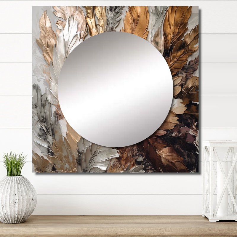 Laruth - Grand miroir carré en plumes glamour pour décoration murale, 23 po x 23 po