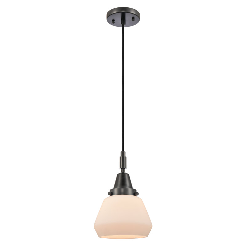 Downtown Urban - Caden Amylynn - Mini-luminaire suspendu à cordon 1 lumière 7 po, Blanc mat, Noir mat