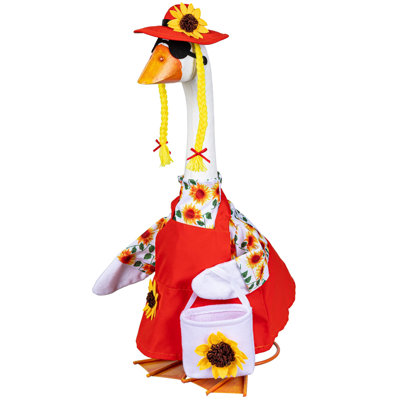 Giddy The Goose, Metal Porch Statue With Snowman Outfit, 21in. H