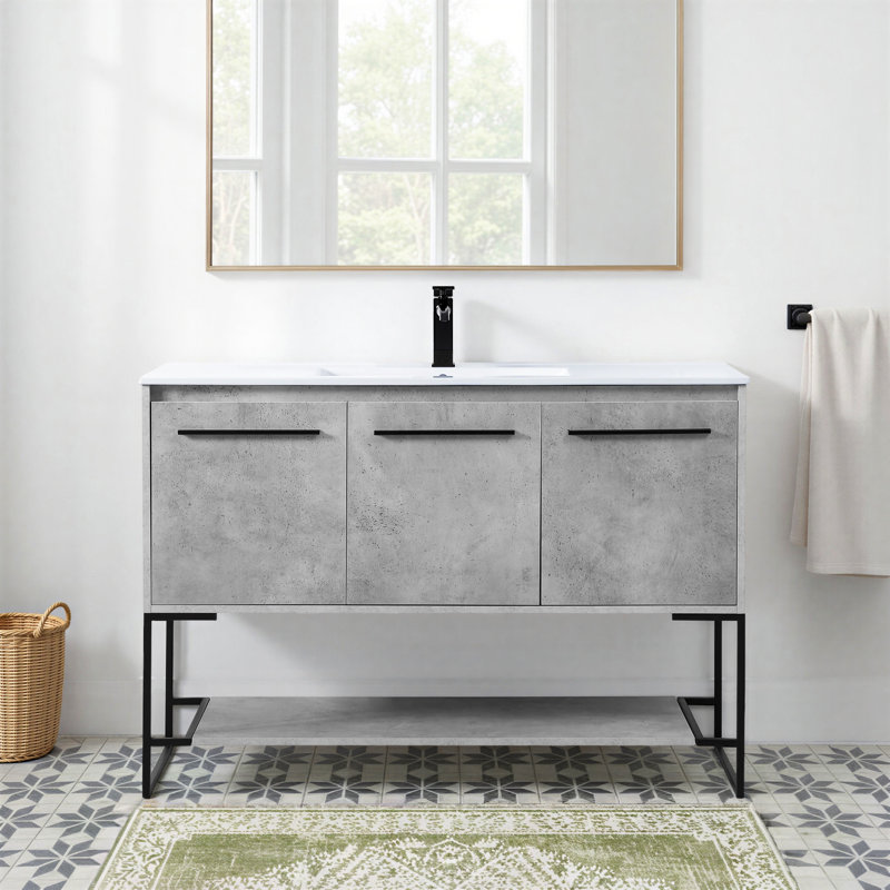 Ensemble de meuble-lavabo simple 48 po Gerard, Gris béton