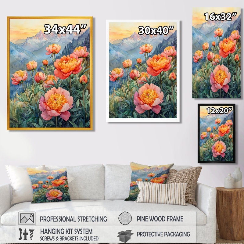 Ketcham - Floral Wall Art Prints, Argent argent, H 32 po x l 24 po, Reproduction encadrée sans passe-partout