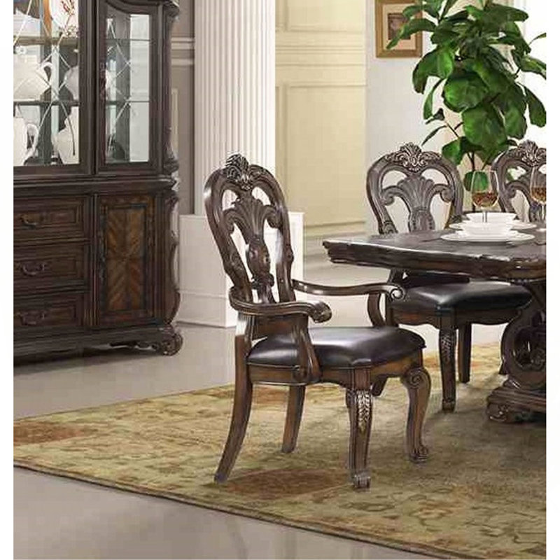 Chaise de salle à manger avec accoudoirs ornés de corbeaux 2 pièces Traditional Style