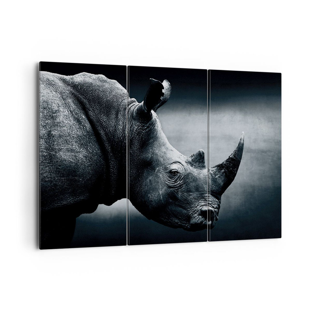 5-tlg. Leinwandbilder-Set Rhinoceros Black And White Portrait