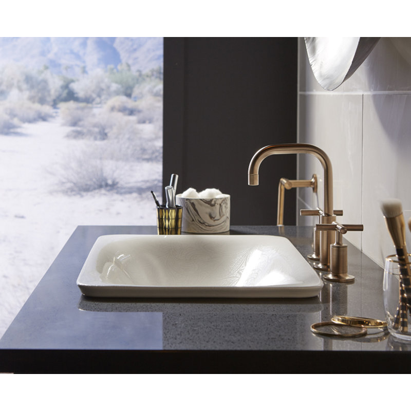 KOHLER Sartorial Paisley Carillon ARTIST EDITIONS Rectangle Wading Pool Bathroom Sink, Black