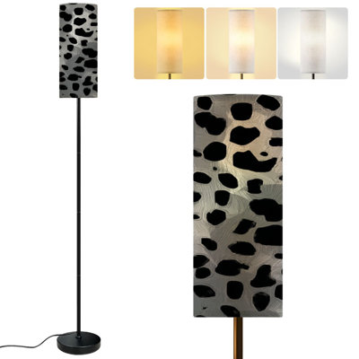  68.5" Standing Floor Lamp Leopard gray black seamless for trendy Dimmable Metal Pole Lamp with Linen Lampshade LED Bulb Included
