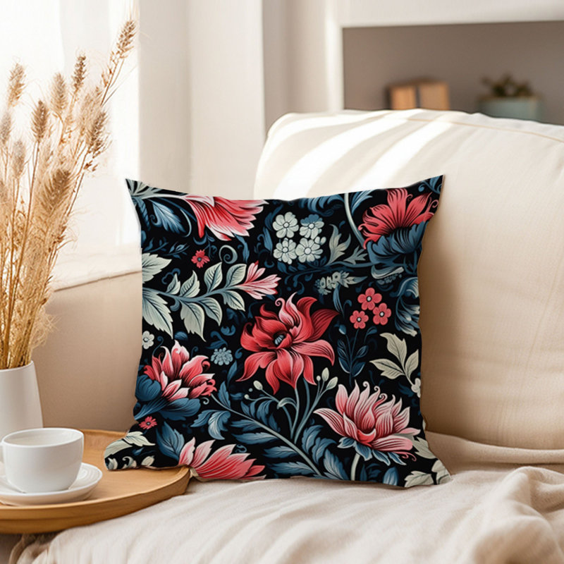 Animals William Morris Birds Damask Pattern I Cottage, 20"H x 20"W, Botanical William Morris Style Plants III Classic