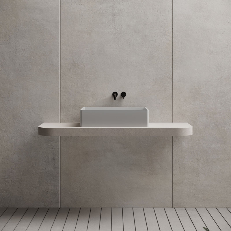 MonBlari 24" X 16" Rectangle Solid Surface Matte White Vessel Sink, Matte White