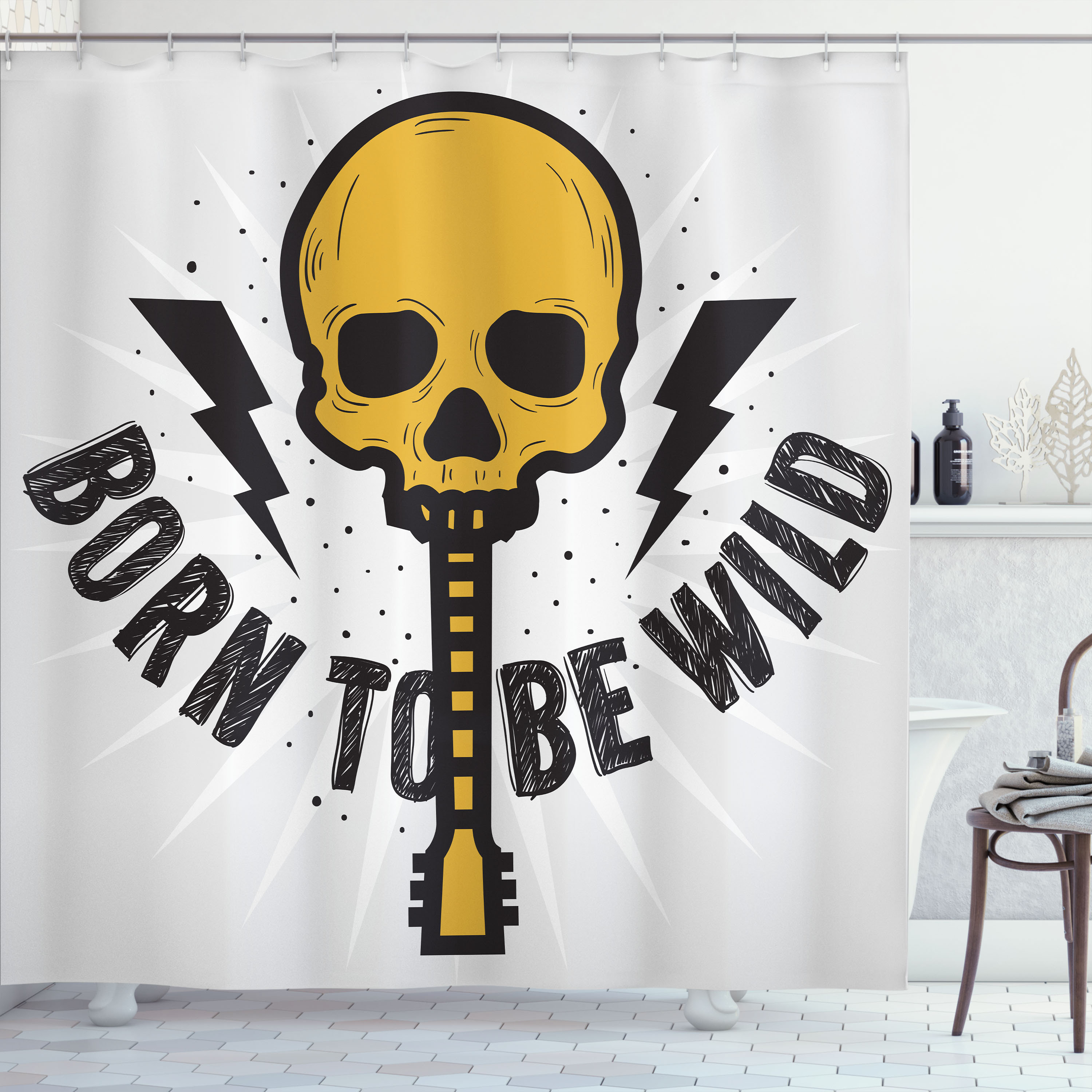 East Urban Home Rock and Roll Shower Curtain Born to Be Wild Text Earth