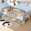 Lit plateforme simple avec tiroirs de rangement, structure de lit en bois massif avec garde-corps-256151181-256151180