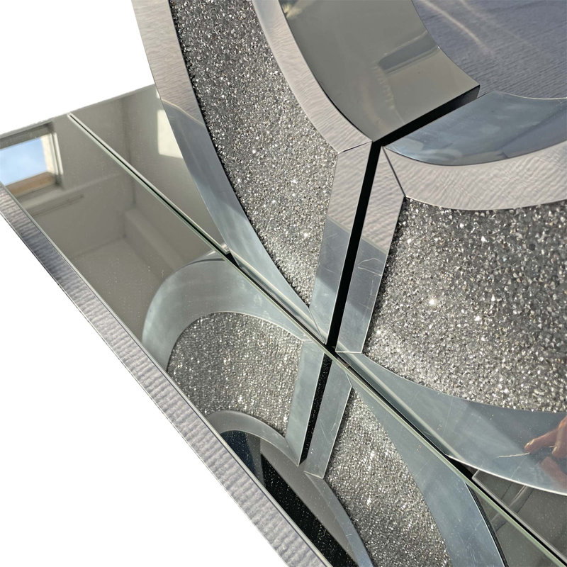 Mirrored Crushed Diamond Console Table, Elegant And Large For Hallway And Living Room, Reflective And Durable
