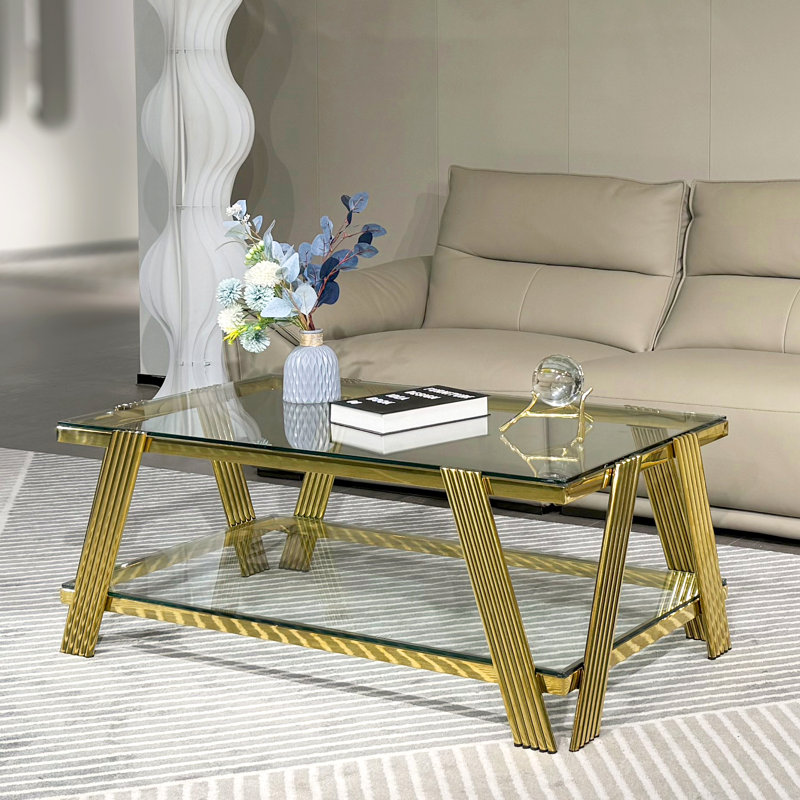 Table basse Allyse, Transparent, Or