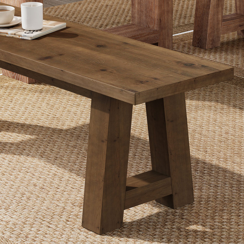 Banc de salle à manger en bois massif 55 ", Marron foncé