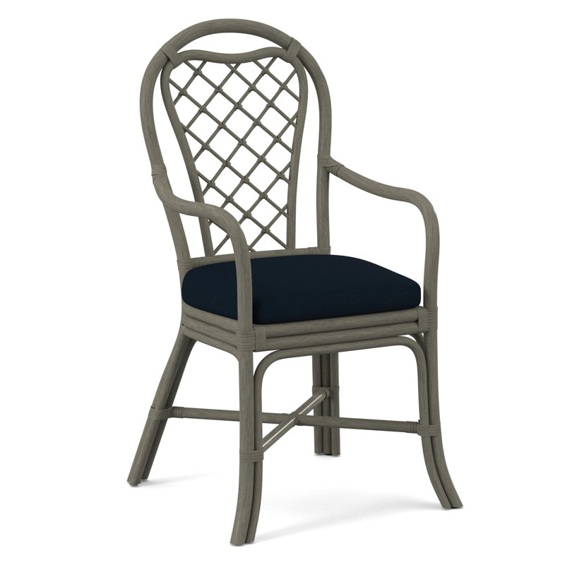Trellis Dining Arm Chair, Greystone, Light Blue Performance Fabric; 0851-55