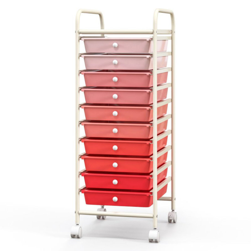 10 Drawer Rolling Storage Cart Organizer With 4 Universal Casters