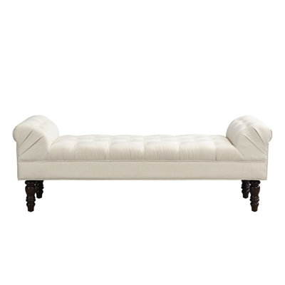 Button-Tufted End of Bed Bench,Large Upholstered Ottoman,Foot Rest with Legs,Footstool with Rolled Arms,Upholstered Fabric Bench,Indoor Bench for Bedroom,Living Room,Entryway