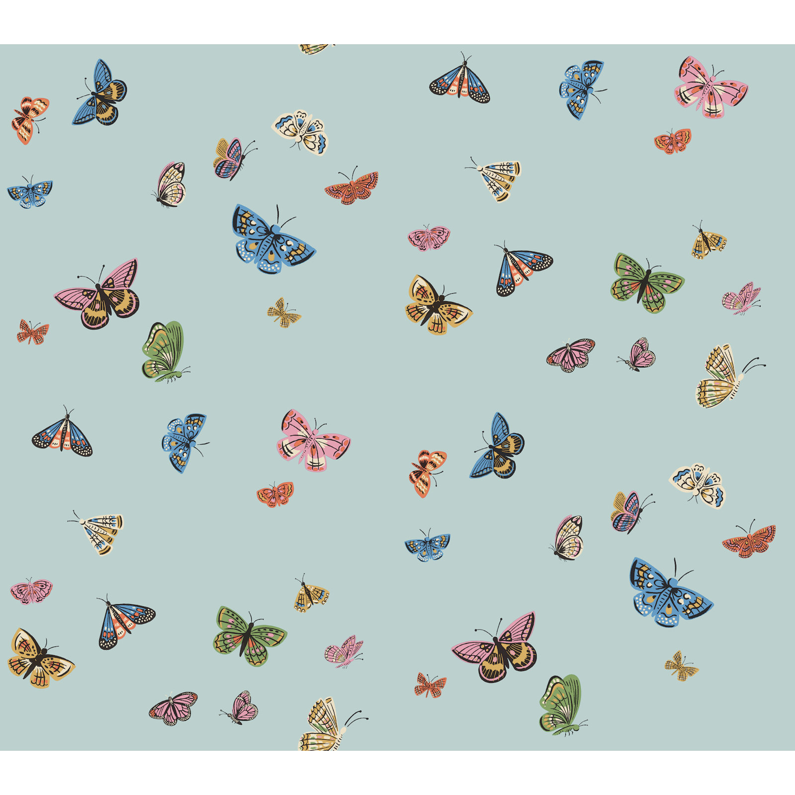 Butterfly House Peel and Stick Wallpaper, Blue