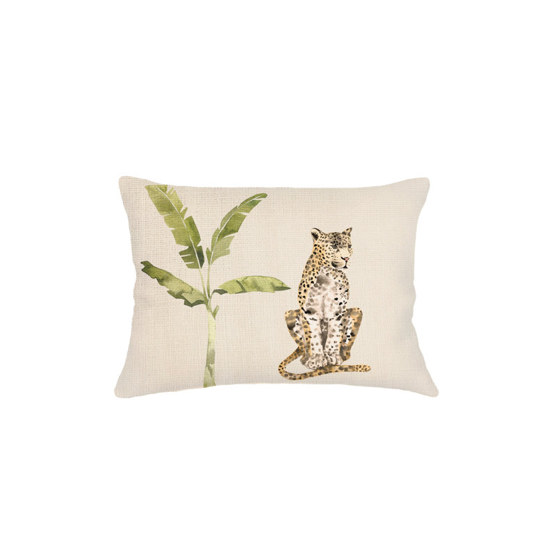 Brown Animal Instincts Velvet Pillow 14x20 with Down Insert, Polyester