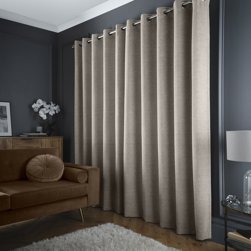 Velvet Chenille Dimout Room Darkening Curtain Panel Pair, 90" Width x 90" Drop (229 x 229cm)