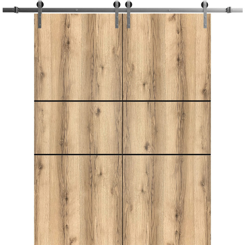 Porte de grange en bois massif massif, Chêne, 56 po x 96 po