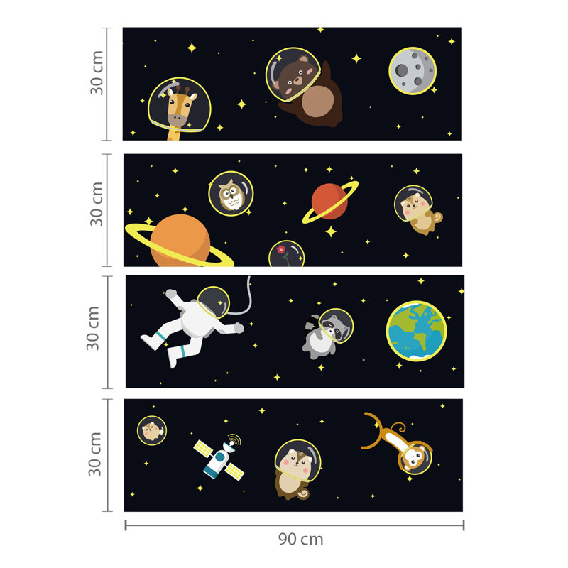 Walking in the Space with Animal Friends Wall Sticker