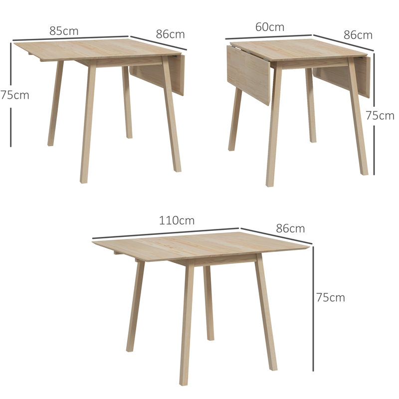 Olujimi 110cm Solid Wood Rectangular Folding Table, Natural
