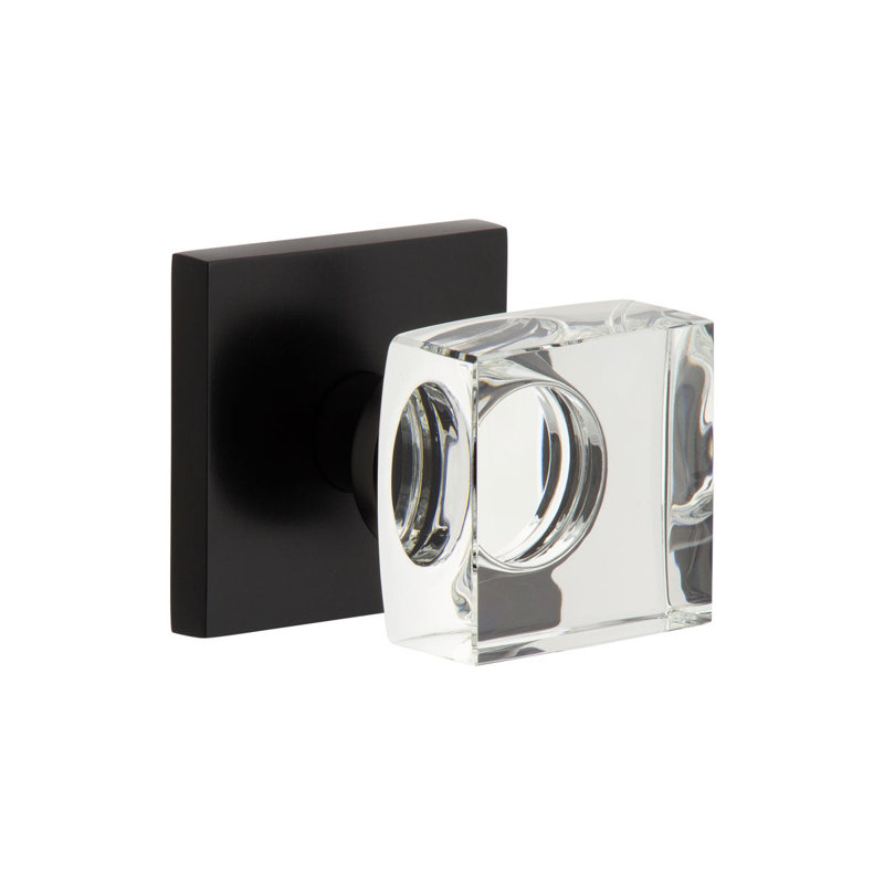Viaggio Quadrato Rosette Passage (Hall & Closet) with Quadrato Crystal Knob, Satin Black