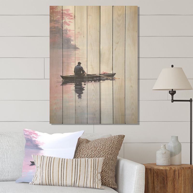 «Canoe Reflection At The Lake», impression sur bois, H 20 po x l 10 po