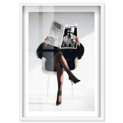 Socialite News Shadowbox Print Fashion Wall Decor by Notoriart, White Frame, 20 x 30