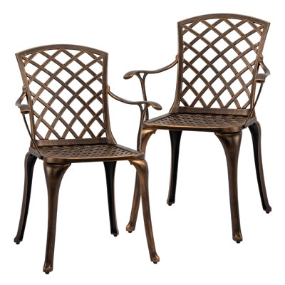 Bronze Cast Aluminum Outdoor Dining Chairs (Set Of 2)