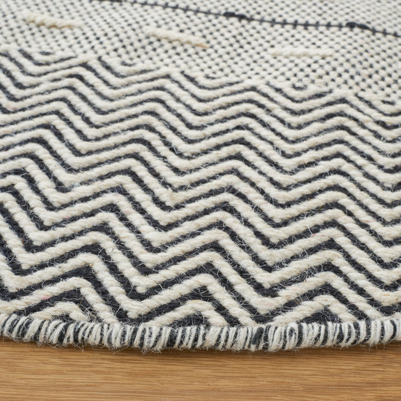 Tapis rayé en laine / coton Vermont, Rond 6 pi