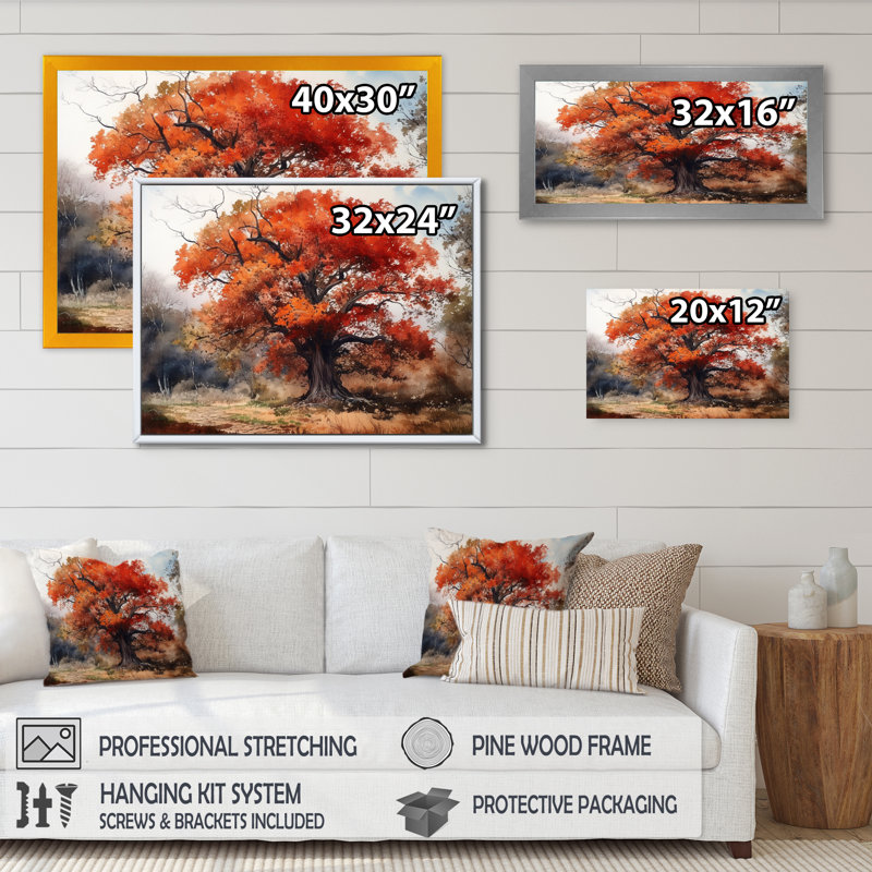 «Keneilwe Fall Foliage Tree In The Woods I», reproduction sur toile, Cadre photo noir, H 12 po x l 20 po x P 1 po