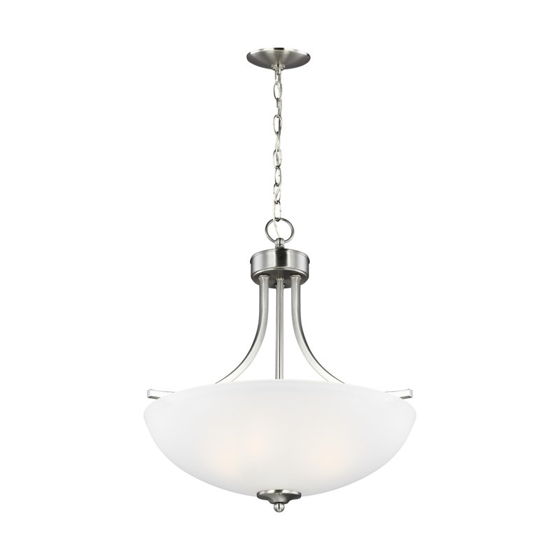 Luminaire suspendu à trois lumières Geary de Génération Lighting , 94.63" H x 18.63" L x 18.63" D, Nickel brossé, Oui