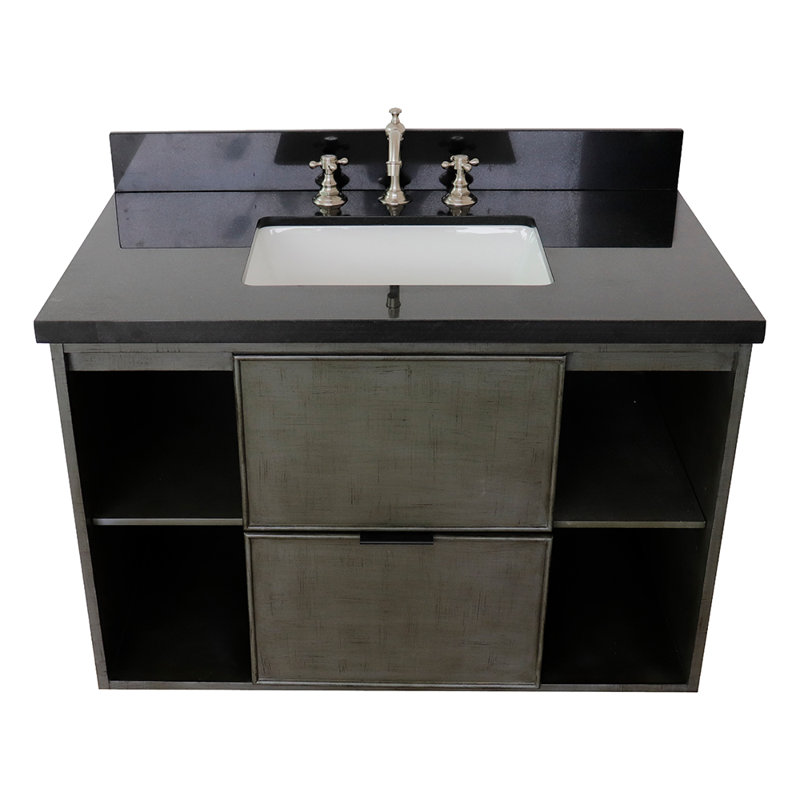 Ensemble de meuble-lavabo simple mural 37 "37", Noir galaxie