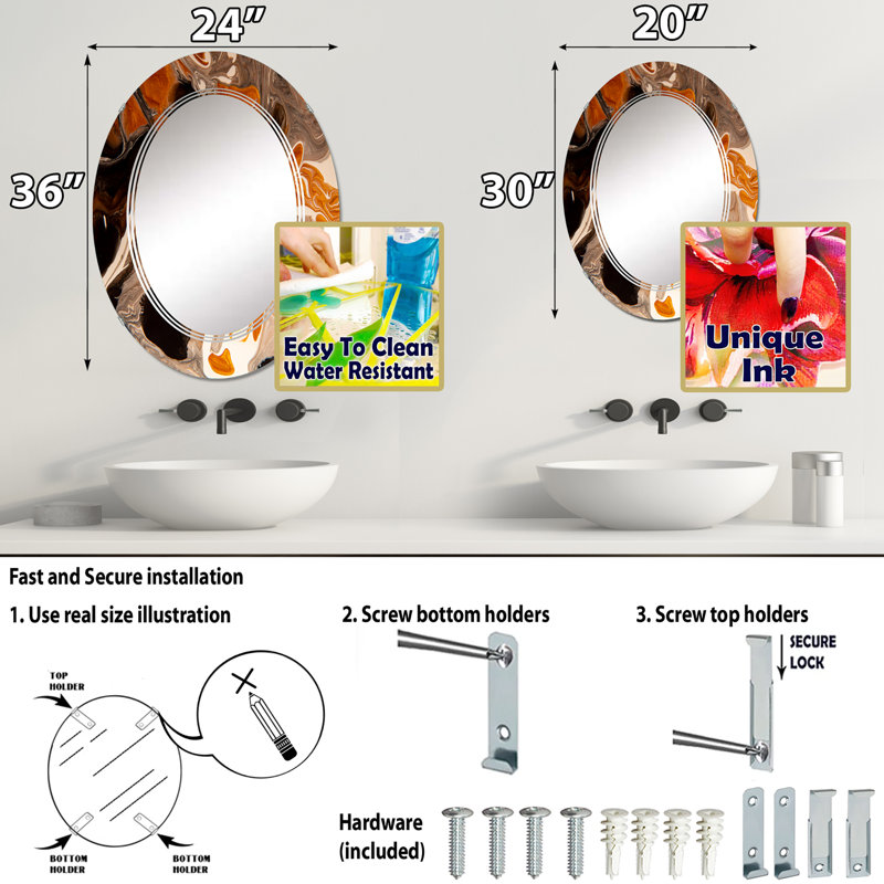 Miroir de salle de bain sans cadre, 36 po x 24 po