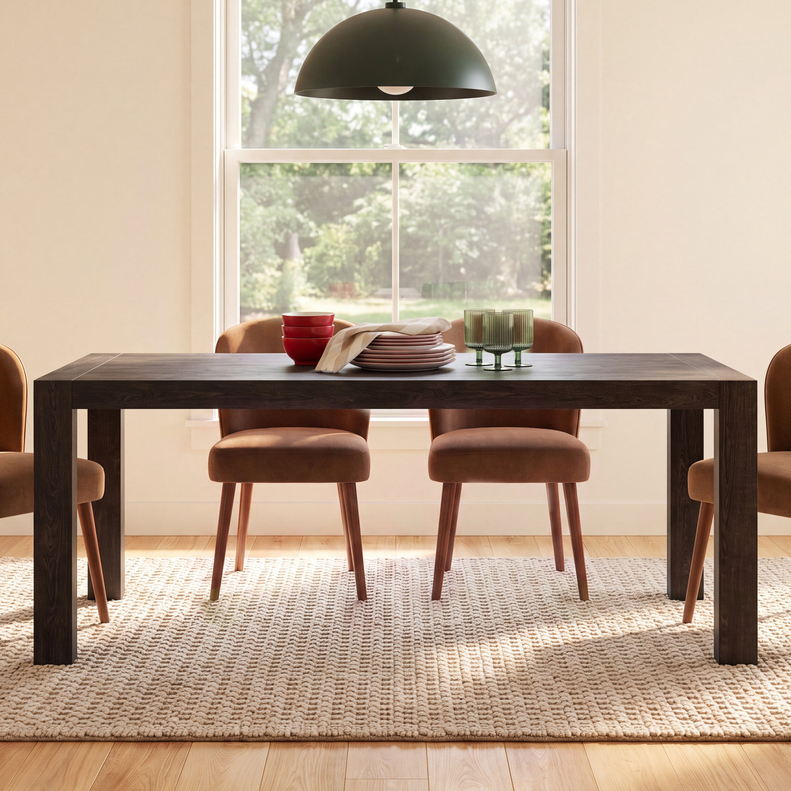 Block 84" Oak Dining Table, Black
