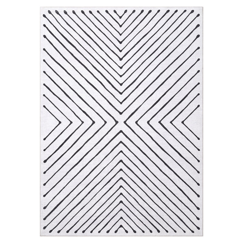 9'x12' Extra Large Geometric Area Rug, Non-Slip, Stain Resistant, Low Pile Modern Carpet for Living Room & Dining Room, Blue