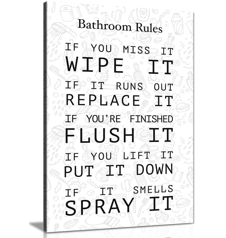 Bathroom Rules - Wrapped Canvas Print, 76cm H x 51cm W