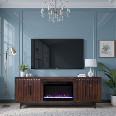 Radiance 75 Inch Fireplace TV Stand, For Tvs Up To 85 Inches, Rosewood Finish