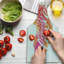 Ambesonne Saying Tempered Glass Cutting Board Watercolor Splash Red Fuchsia