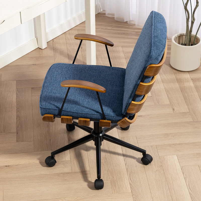 Swivel Office Chair, Adjustable Height Task Chair with Upholstered, Blue