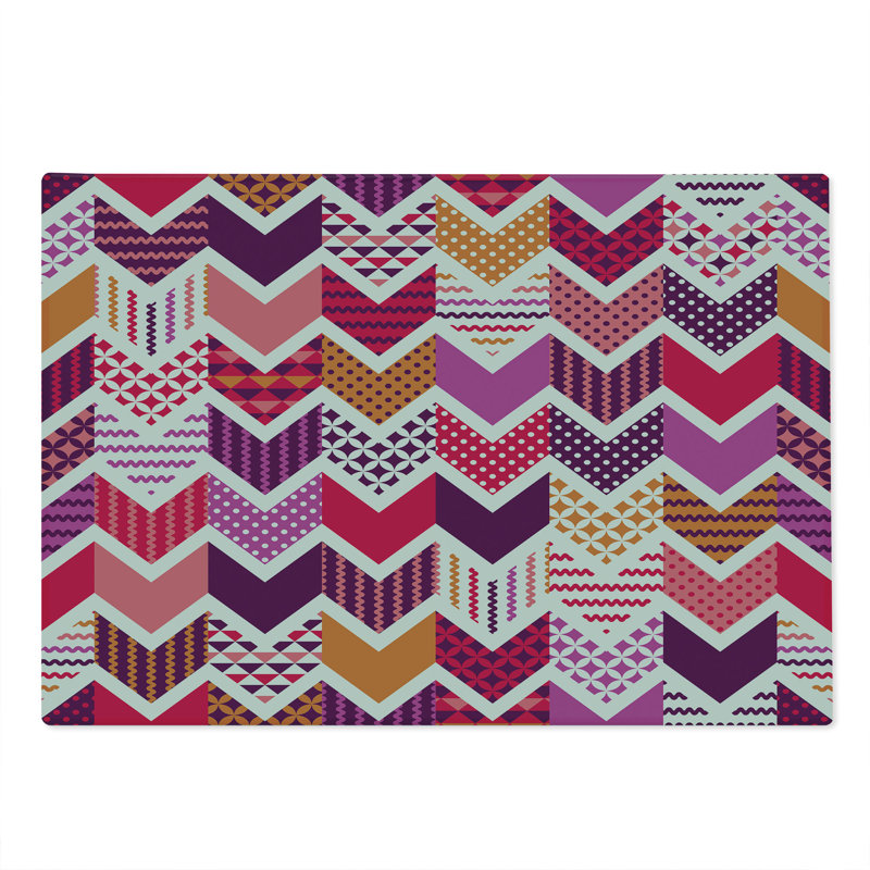 Ambesonne Colorful Cutting Board Large Size Arrow Chevron Geometry Multicolor