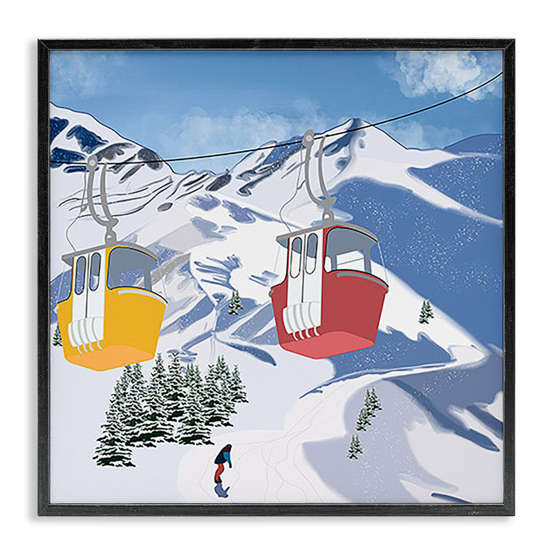  Remontée mécanique au-dessus d'une vaste montagne, estampe numérique par Ashley Singleton, H 12 po x l 12 po