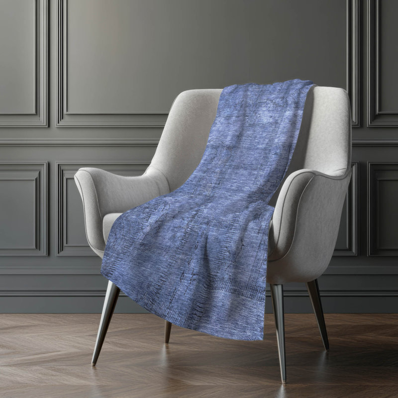 Addison Machine Washable Sherpa Throw Blanket, ASB685 Patchwork, Bleu
