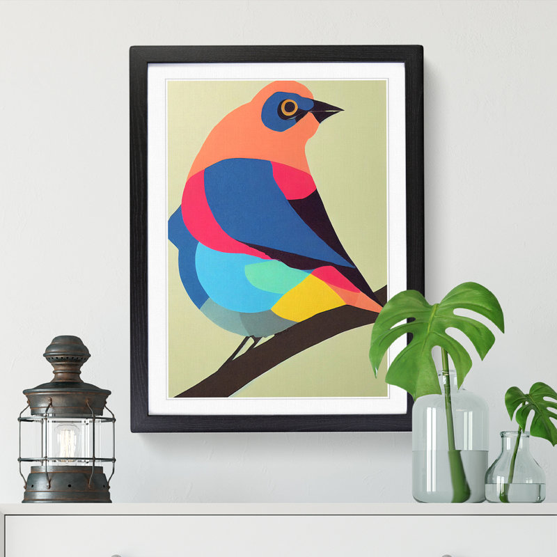 FRM-V0523-235X Bird Avant Garde - Single Picture Frame Print, Black Framed, 64cm H x 46cm W x 2cm D