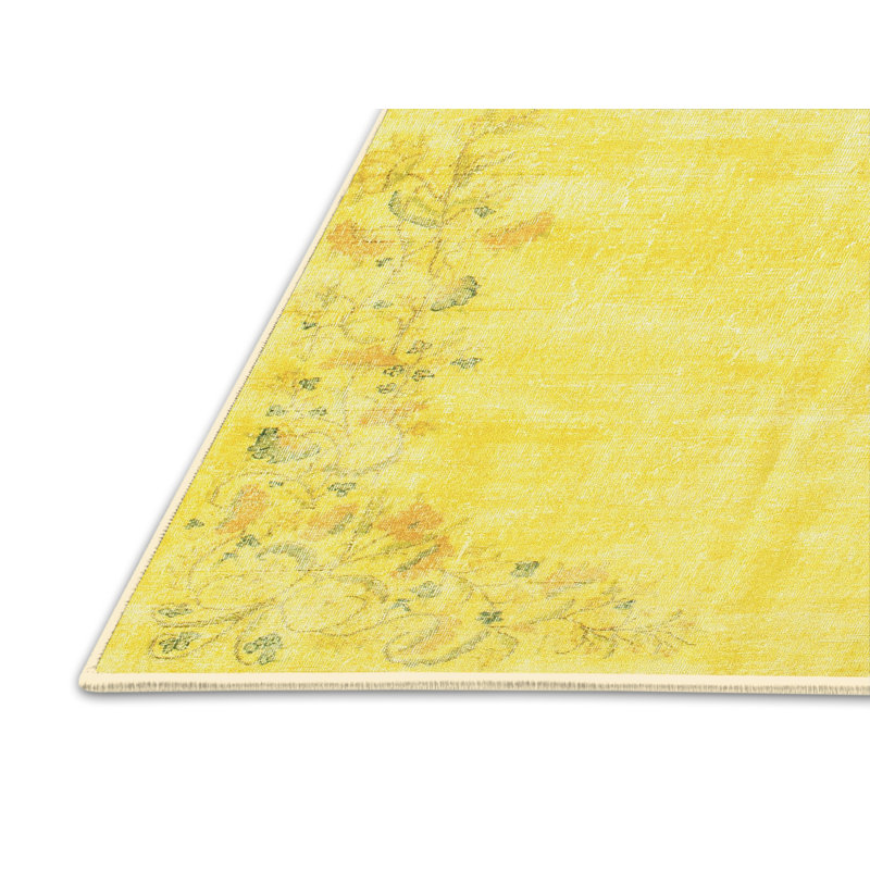 Tapis contemporain jaune, Rectangle 2 pi x 4 pi
