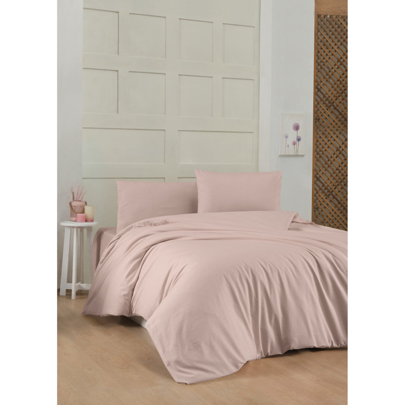 Hadfield Cotton Solid Colour Duvet Cover Set, Dusty Rose, Single Duvet Cover + 1 Pillowcase (80 x 80)