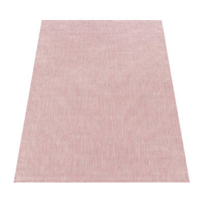 Tapis intérieur / extérieur rectangulaire en polypropylène tissé à plat de couleur unie rose