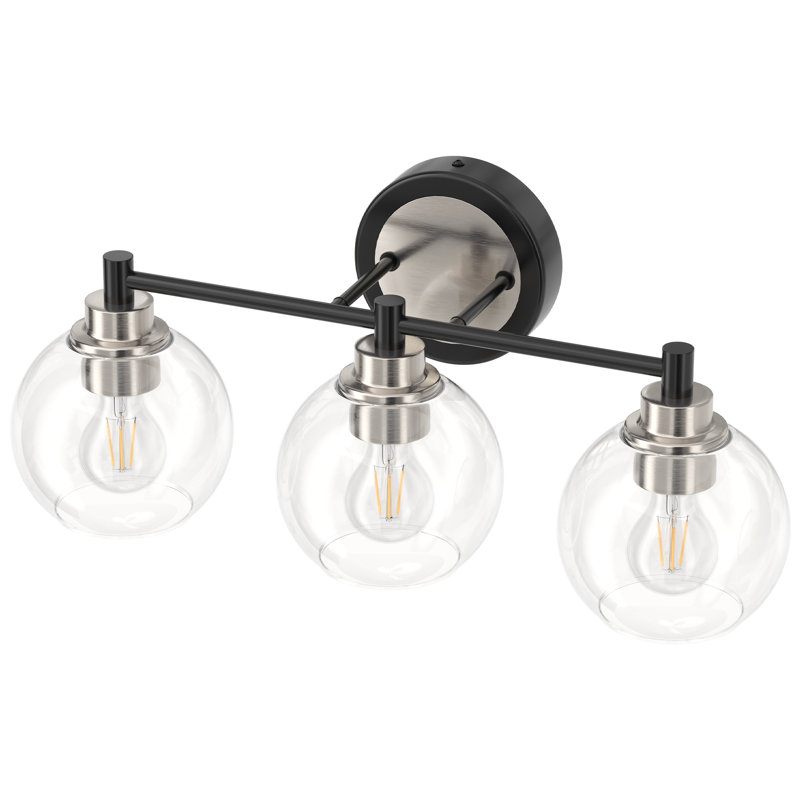 Shelburn Dimmable Vanity Light, Matte Black/Brushed Nickel, 3