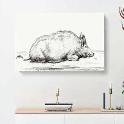 Sketch Of A Pig by Jean Bernard - Wrapped Canvas Print